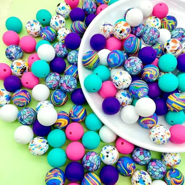 39PCS Colorful Patterned Silicone Beads Set, Perfect For DIY Handmade Keychains, Necklaces, Bracelets, Decorative Pens, Jewelry And Pendants - Creative Holiday Decorations Beads & Bead Assortments