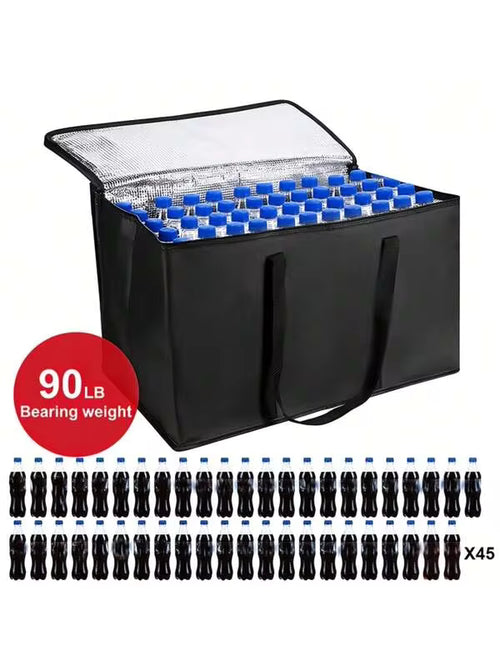 1pc Extra Large Capacity Insulated Cooler Bag - Fits Up To 90lbs, Holds 54 Cans/Bottles, Durable Oxford Cloth With Reflective Lining, Multi-Compartment Zipper Closure Design, Suitable For Camping, Travel, Picnic